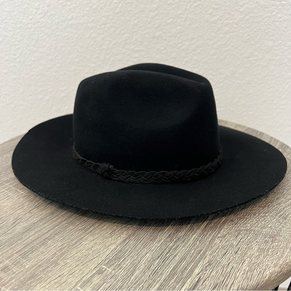 Tart Black Wool Western Boho Braided Detail Hat - Picture 2 of 12